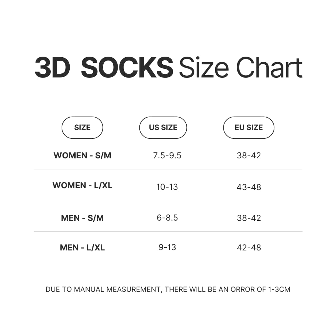 3D Socks Size Chart - Dune Merch