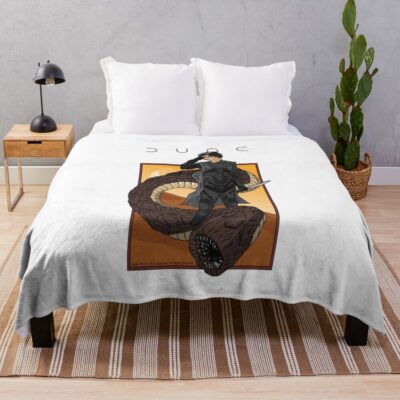 Dune Sandworm Riding Throw Blanket