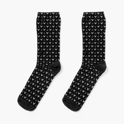 Dune Atreides And Harkonnen Symbol Pattern White Black Socks
