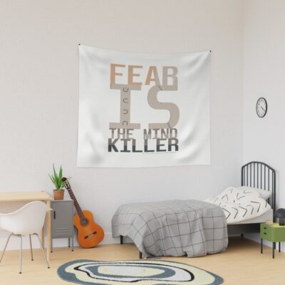 Dune Fear Is The Mind Killer Pale Cream Background Tapestry