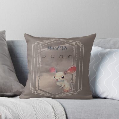 Dune Sand Mouse Medium Beige Gray Background Throw Pillow