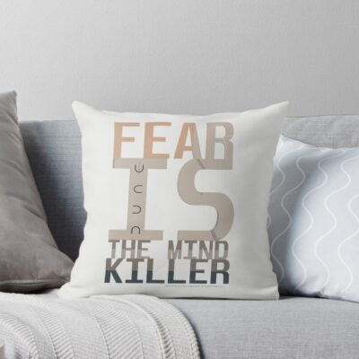 Dune Fear Is The Mind Killer Pale Cream Background Throw Pillow
